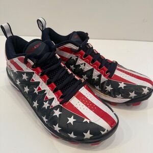 Boombah Mens American Flag Baseball Cleats Stars Stripes Red White Blue Size 8.5